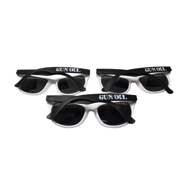 gun oil sunglasses black white