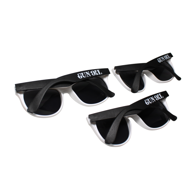 gun oil sunglasses black white