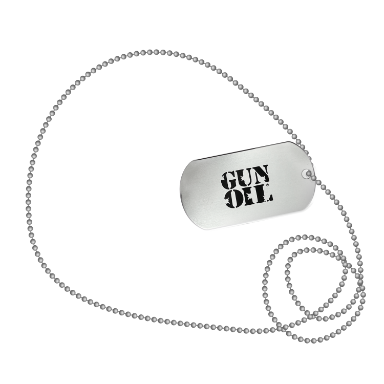 gun oil dog tag black