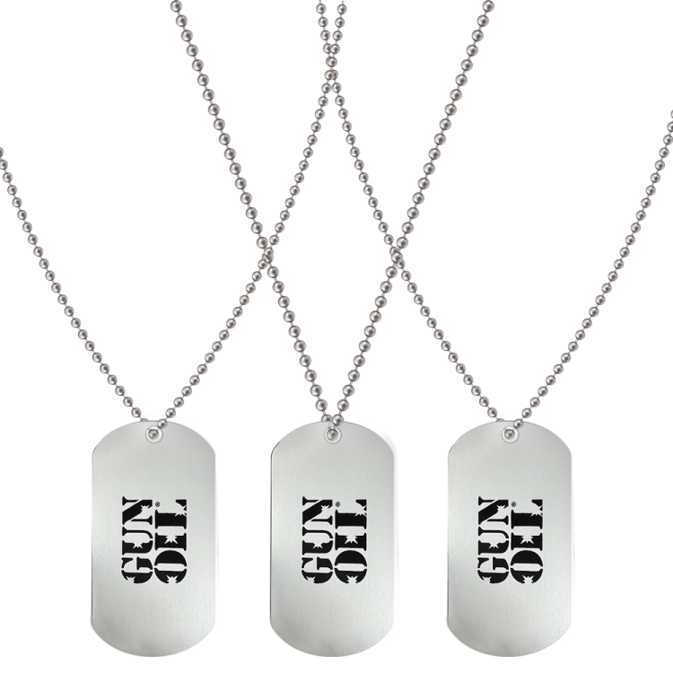 gun oil dog tag black