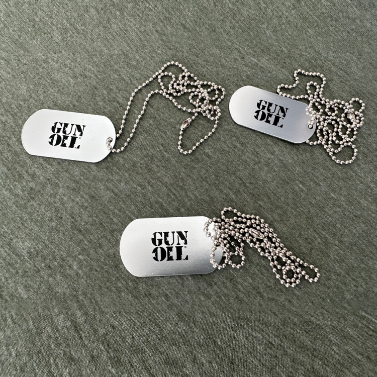 gun oil dog tag black