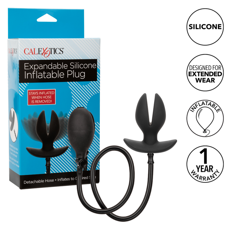 expandable silicone inflatable plug black