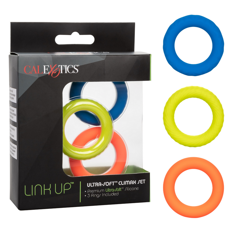 link up ultra soft climax cock ring set multicolor