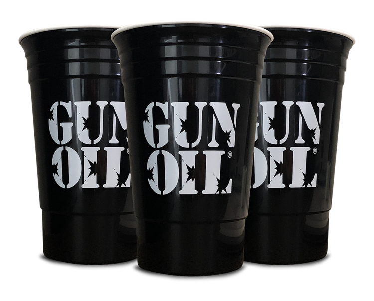 gun oil 16 oz party cup black