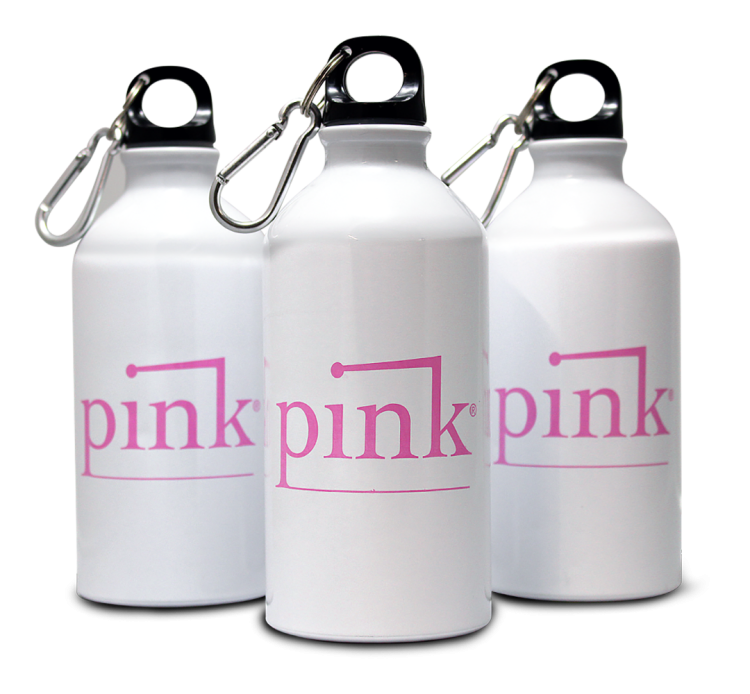 pink water canister white