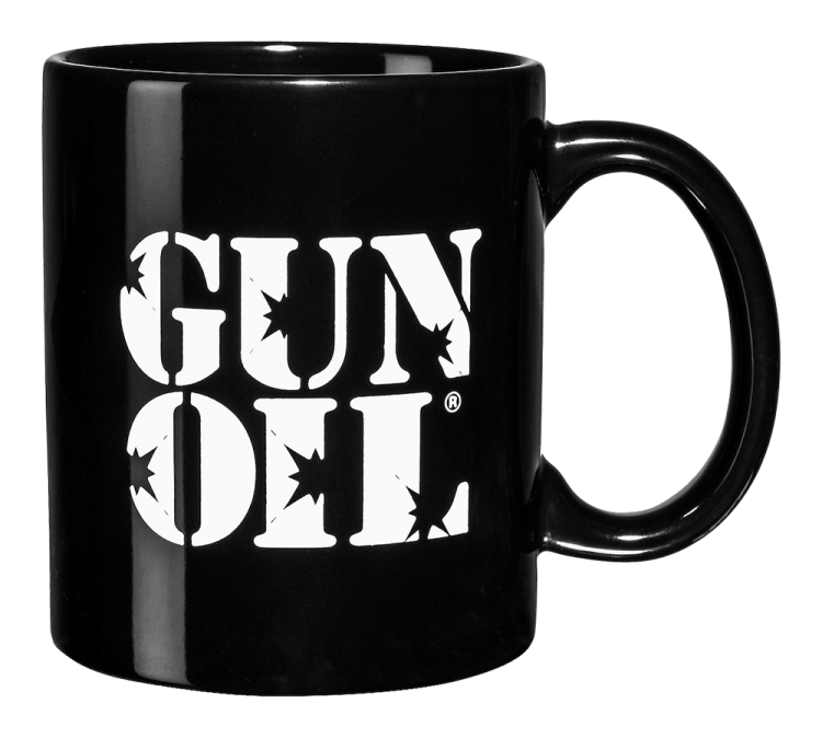 gun oil coffee mug black