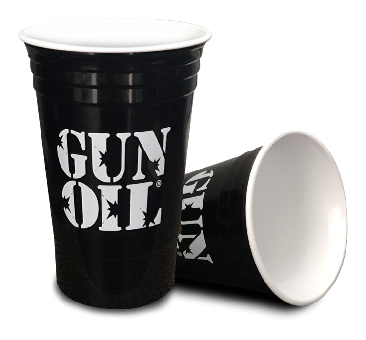 gun oil 16 oz party cup black