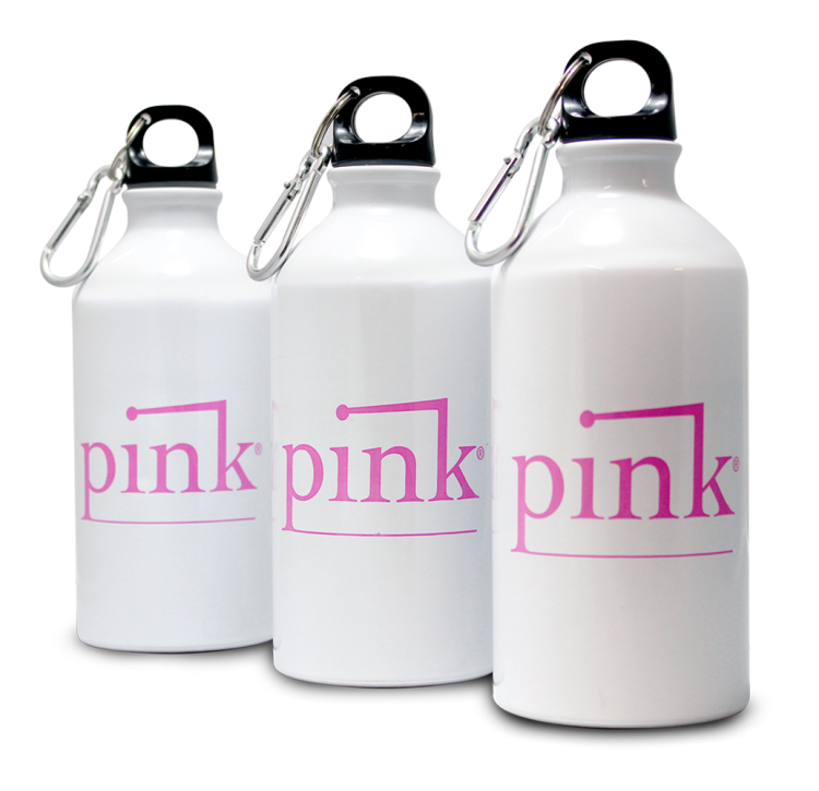pink water canister white