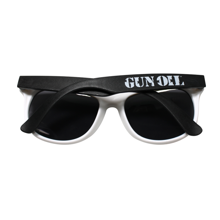 gun oil sunglasses black white