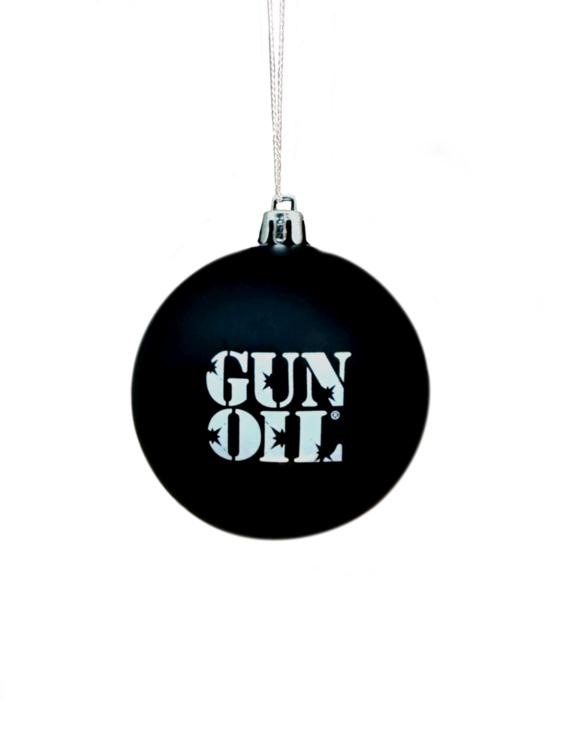 gun oil tree ornament black