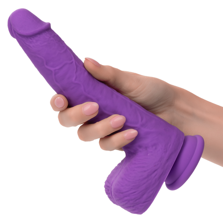 rechargeable gyrating thrusting silicone studs dildo purple