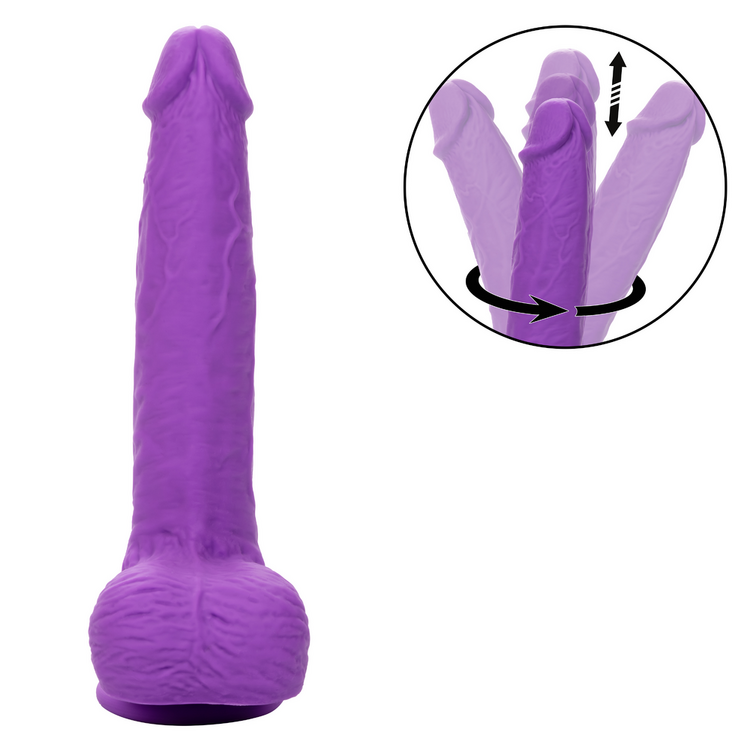 rechargeable gyrating thrusting silicone studs dildo purple