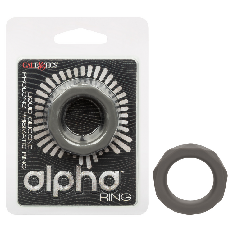 alpha liquid silicone prolong prismatic cock ring grey