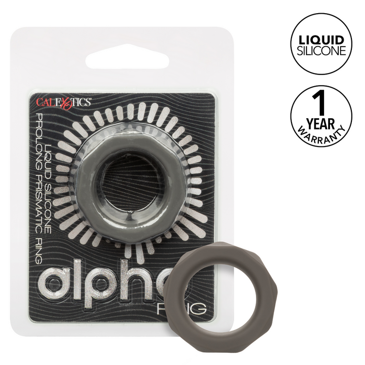 alpha liquid silicone prolong prismatic cock ring grey