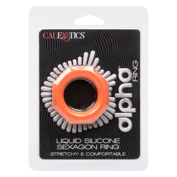 alpha liquid silicone sexagon cock ring orange