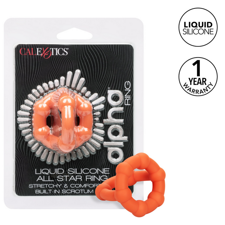 alpha liquid silicone all star cock ring orange